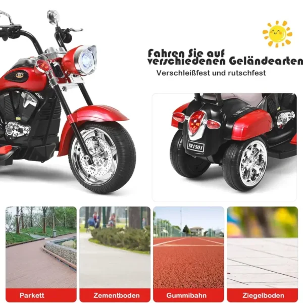 Costway Kinder-Aufsitzspielzeug mit 6 V Batteriebetrieb, Hupe, Scheinwerfer, stabiles Aufsitzspielzeug mit 3 Rädern, Geschenk für Jungen und Mädchen - Image 2