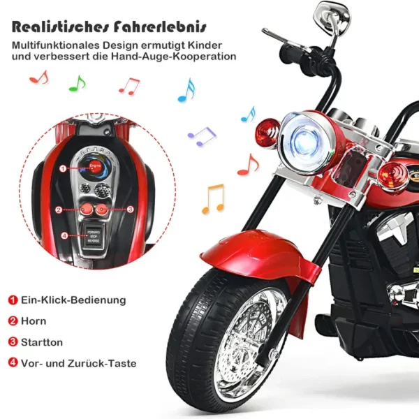 Costway Kinder-Aufsitzspielzeug mit 6 V Batteriebetrieb, Hupe, Scheinwerfer, stabiles Aufsitzspielzeug mit 3 Rädern, Geschenk für Jungen und Mädchen - Image 4