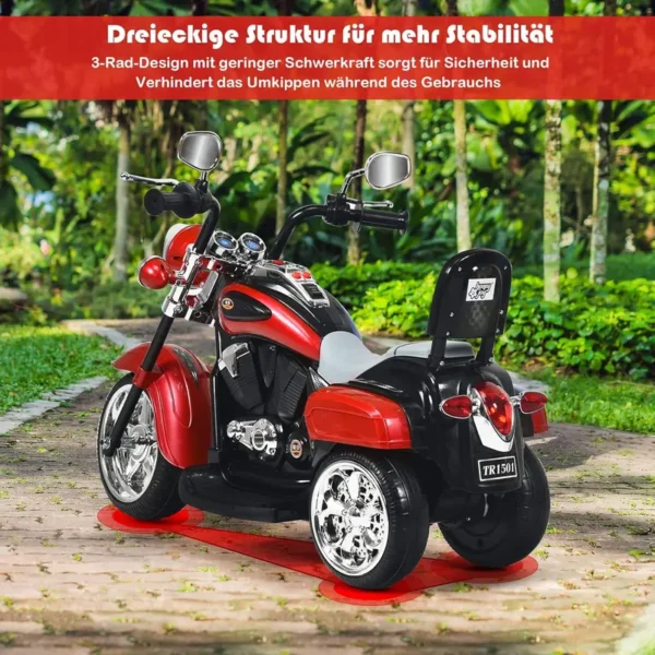 Costway Kinder-Aufsitzspielzeug mit 6 V Batteriebetrieb, Hupe, Scheinwerfer, stabiles Aufsitzspielzeug mit 3 Rädern, Geschenk für Jungen und Mädchen - Image 5